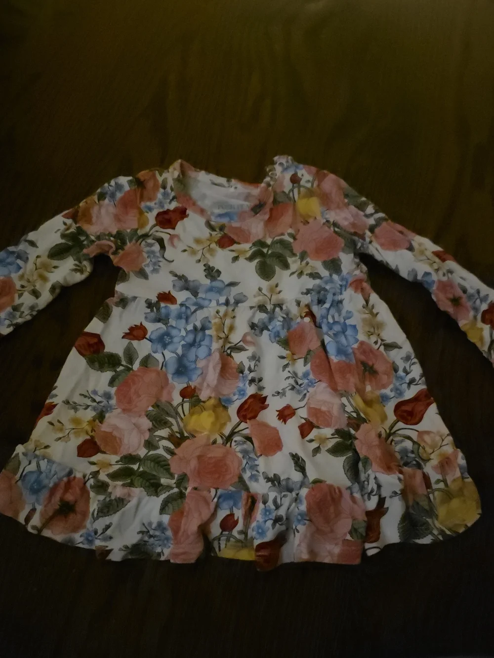 Posh Peanut White Dress with Pink, Blue, Yellow & Green Floral Print